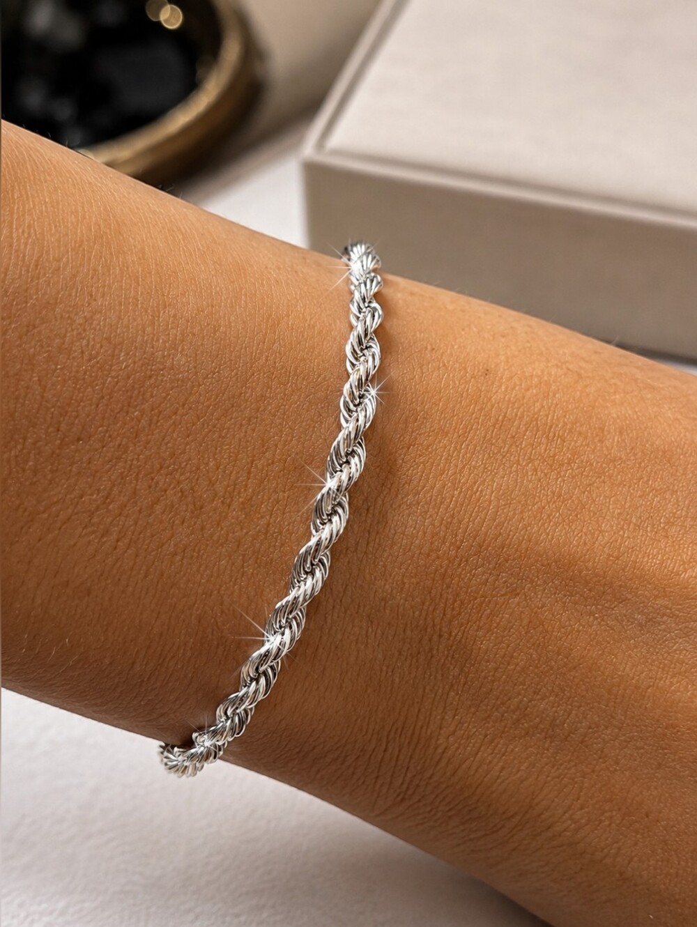 Fashion Designer Style  925 Silver Twisted Rope Bracelet - Daily Decoration